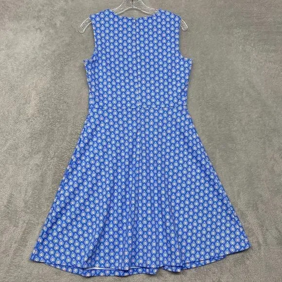 Talbots Dress Womens Small Blue V Neck Sleeveless Knit Fit Flare A Line Zip‎ - Picture 8 of 9